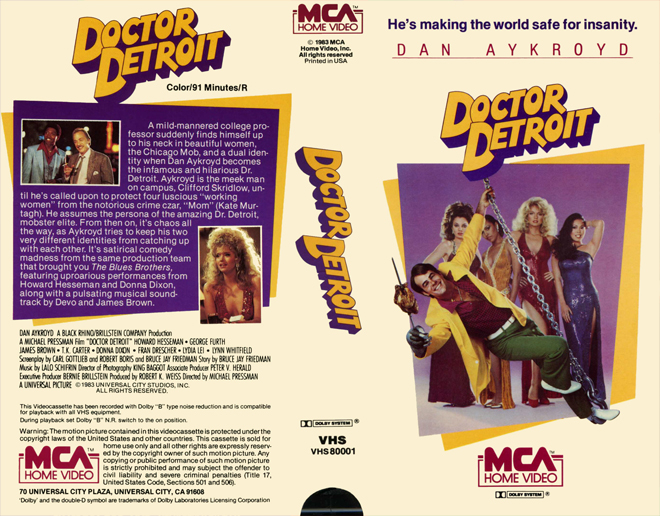 DOCTOR DETROIT, VHS COVERS - SUBMITTED BY GEMIE FORD