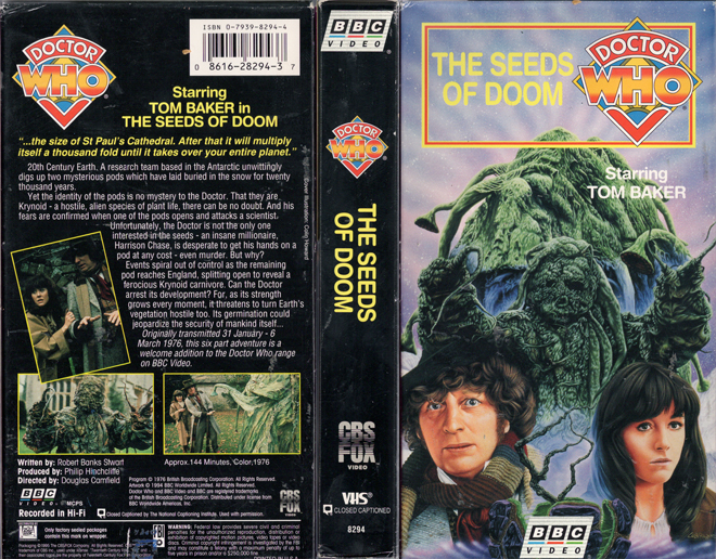 DOCTOR WHO : THE SEEDS OF DOOM VHS COVER, VHS COVERS