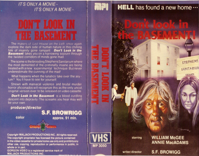 DONT LOOK IN THE BASEMENT GORGON VIDEO VHS COVER, VHS COVERS