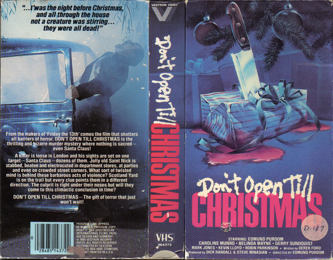 DON'T OPEN TILL CHRISTMAS, HORROR, ACTION EXPLOITATION, ACTION, HORROR, SCI-FI, MUSIC, THRILLER, SEX COMEDY,  DRAMA, SEXPLOITATION, VHS COVER, VHS COVERS, DVD COVER, DVD COVERS