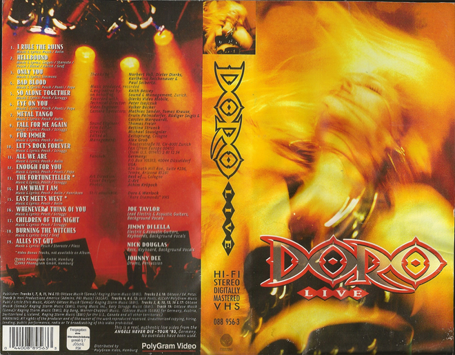 DORO LIVE VHS COVER