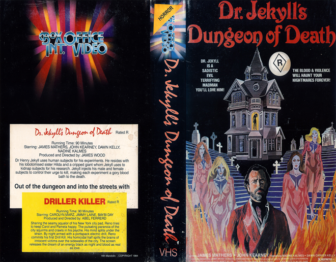 DR JECKYLLS DUNGEON OF DEATH, AUSTRALIAN, HORROR, ACTION EXPLOITATION, ACTION, HORROR, SCI-FI, MUSIC, THRILLER, SEX COMEDY,  DRAMA, SEXPLOITATION, VHS COVER, VHS COVERS, DVD COVER, DVD COVERS