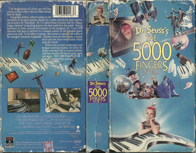 DR SEUSS'S THE 5000 FINGERS OF DR T VHS COVER, ACTION VHS COVER, HORROR VHS COVER, BLAXPLOITATION VHS COVER, HORROR VHS COVER, ACTION EXPLOITATION VHS COVER, SCI-FI VHS COVER, MUSIC VHS COVER, SEX COMEDY VHS COVER, DRAMA VHS COVER, SEXPLOITATION VHS COVER, BIG BOX VHS COVER, CLAMSHELL VHS COVER, VHS COVER, VHS COVERS, DVD COVER, DVD COVERS