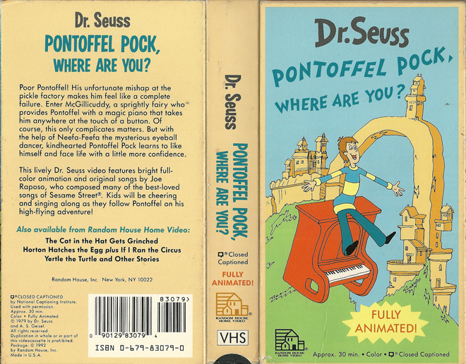 DR SEUSSS : PONTOFFEL POCK WHRE ARE YOU? VHS COVER