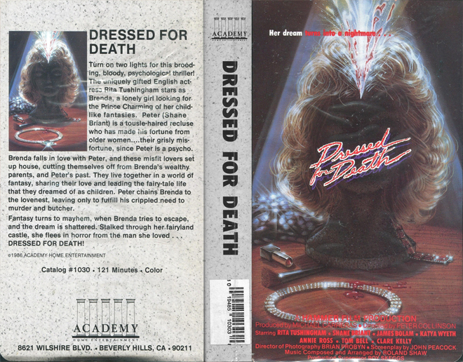 DRESSED FOR DEATH VHS COVER, VHS COVERS