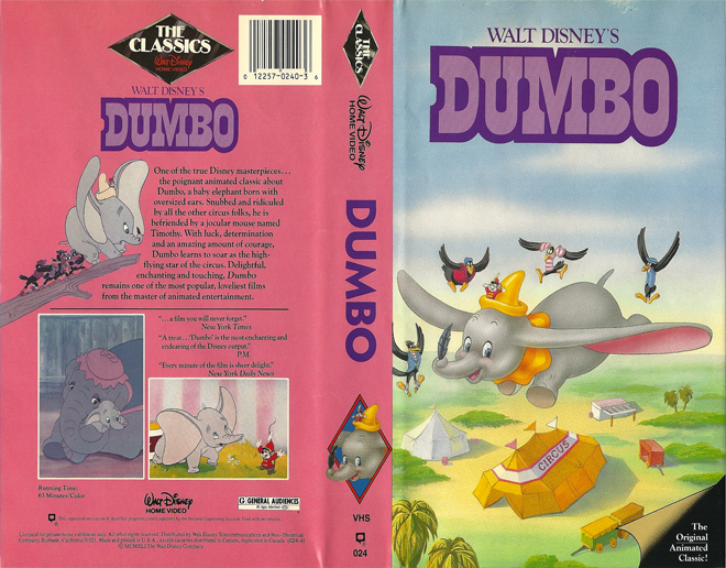 DUMBO WALT DISNEY THE CLASSICS VHS COVER