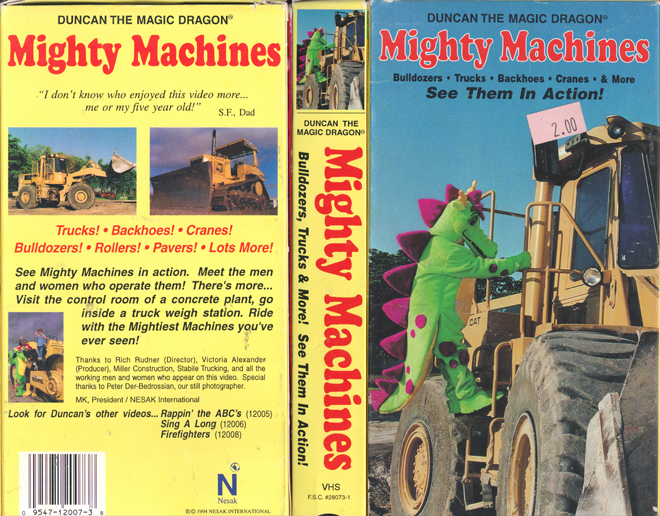 DUNCAN THE MAGIC DRAGON : MIGHTY MACHINES VHS COVER