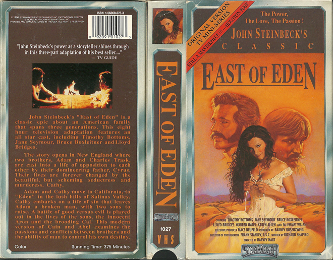 EAST OF EDEN, ACTION VHS COVER, HORROR VHS COVER, BLAXPLOITATION VHS COVER, HORROR VHS COVER, ACTION EXPLOITATION VHS COVER, SCI-FI VHS COVER, MUSIC VHS COVER, SEX COMEDY VHS COVER, DRAMA VHS COVER, SEXPLOITATION VHS COVER, BIG BOX VHS COVER, CLAMSHELL VHS COVER, VHS COVER, VHS COVERS, DVD COVER, DVD COVERS
