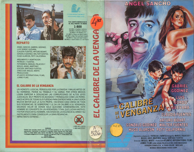 EL CALIBRE DE LA VENGANZA, ACTION, HORROR, BLAXPLOITATION, HORROR, ACTION EXPLOITATION, SCI-FI, MUSIC, SEX COMEDY, DRAMA, SEXPLOITATION, BIG BOX, CLAMSHELL, VHS COVER, VHS COVERS, DVD COVER, DVD COVERS