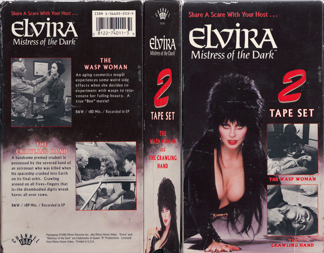 ELVIRA MISTRESS OF THE DARK : THE WASP WOMAN AND THE CRAWLING HAND VHS COVER