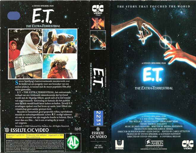 E.T. : THE EXTRA TERRESTRIAL VHS COVER