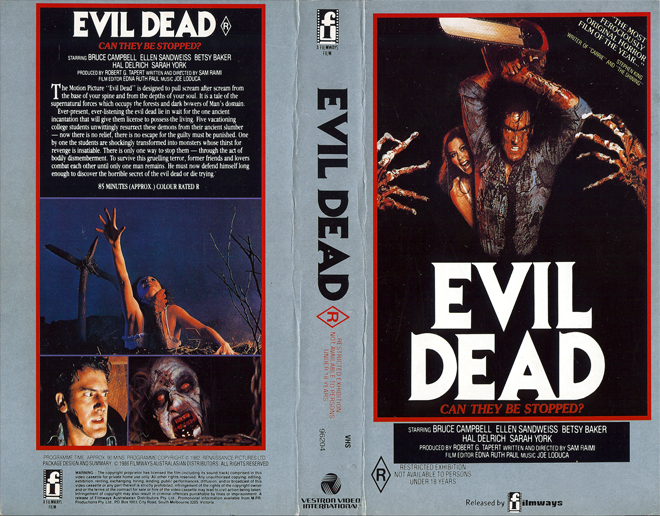 EVIL DEAD AUSTRALIAN VHS COVER, VHS COVERS