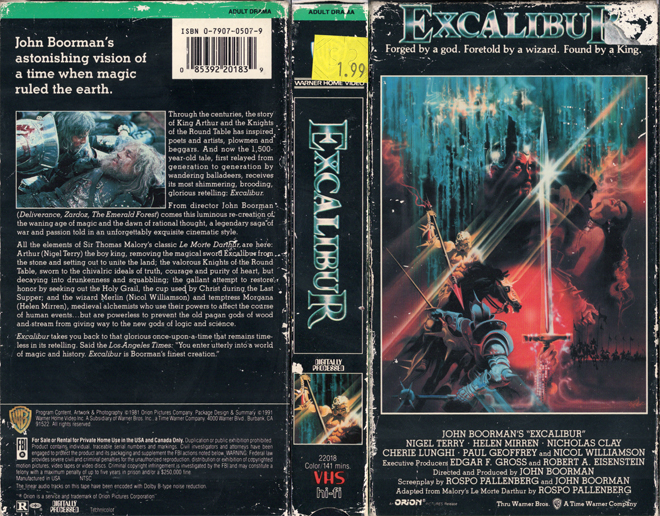 EXCALIBUR VHS COVER