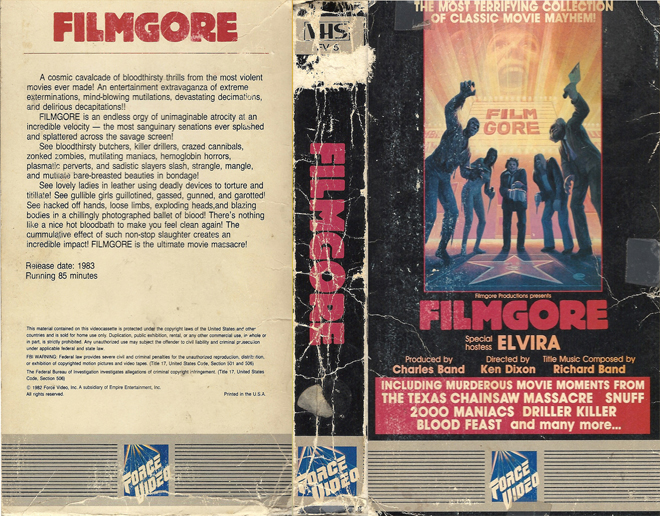 FILMGORE HOSTED BY ELVIRA VHS COVER, VHS COVERS