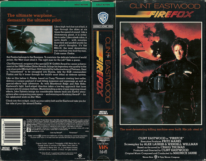 FIREFOX CLINT EASTWOOD, ACTION VHS COVER, HORROR VHS COVER, BLAXPLOITATION VHS COVER, HORROR VHS COVER, ACTION EXPLOITATION VHS COVER, SCI-FI VHS COVER, MUSIC VHS COVER, SEX COMEDY VHS COVER, DRAMA VHS COVER, SEXPLOITATION VHS COVER, BIG BOX VHS COVER, CLAMSHELL VHS COVER, VHS COVER, VHS COVERS, DVD COVER, DVD COVERS