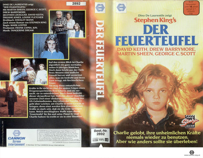 FIRESTARTER GERMAN DER FEUERTEUFEL VHS COVER, VHS COVERS