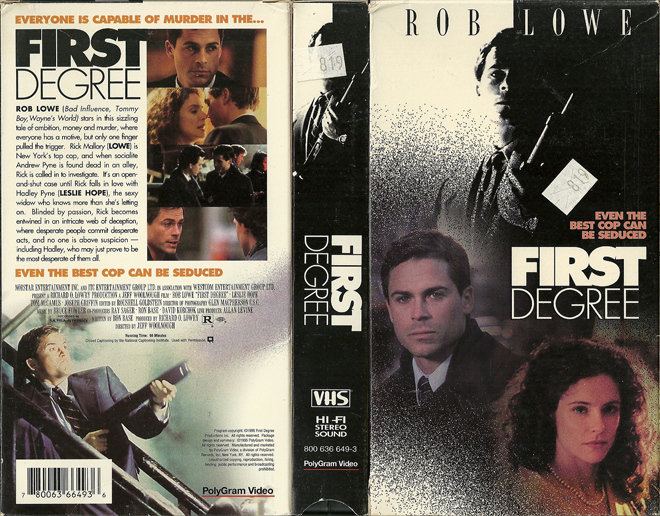 FIRST DEGREE, ACTION VHS COVER, HORROR VHS COVER, BLAXPLOITATION VHS COVER, HORROR VHS COVER, ACTION EXPLOITATION VHS COVER, SCI-FI VHS COVER, MUSIC VHS COVER, SEX COMEDY VHS COVER, DRAMA VHS COVER, SEXPLOITATION VHS COVER, BIG BOX VHS COVER, CLAMSHELL VHS COVER, VHS COVER, VHS COVERS, DVD COVER, DVD COVERS