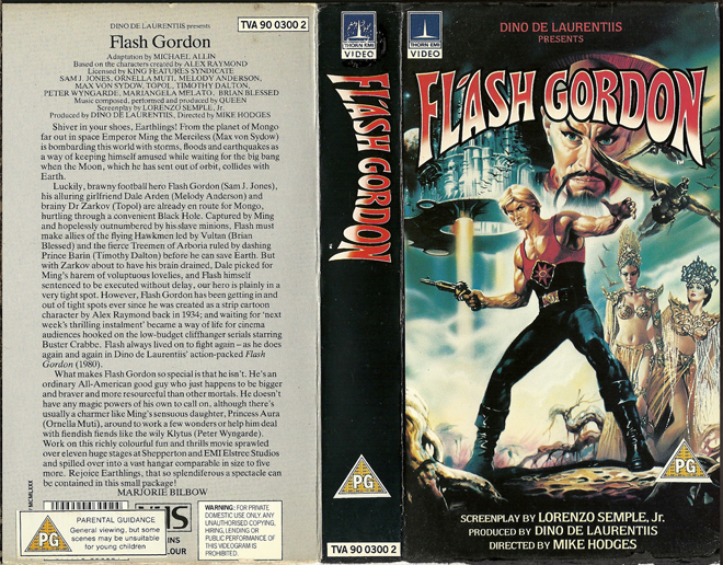 FLASH GORDON, SCFI, VESTRON VIDEO, VHS COVER, VHS COVERS