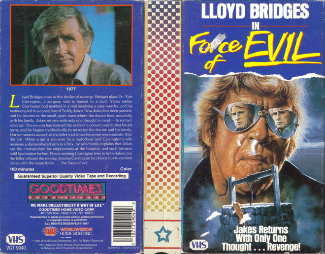 FORCE OF EVIL VHS COVER, VHS COVERS