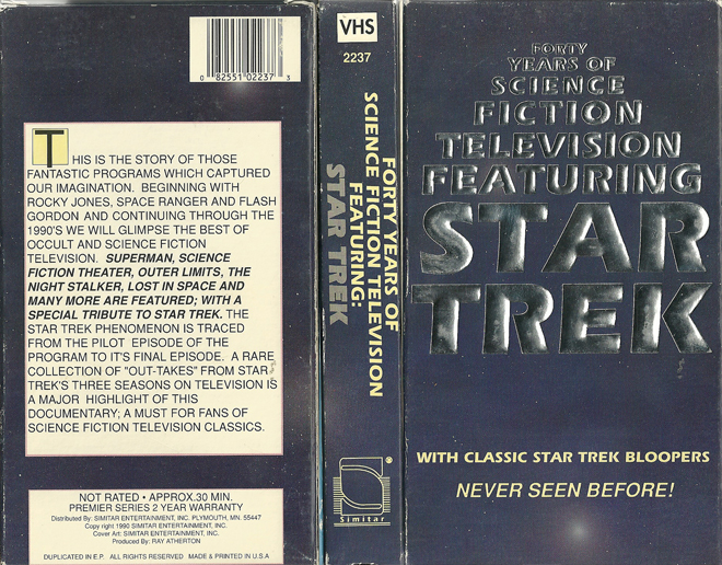 FORTY YEARS OF SCIENCE FICTION TELEVISION FEATURING STAR TREK VHS COVER, VHS COVERS