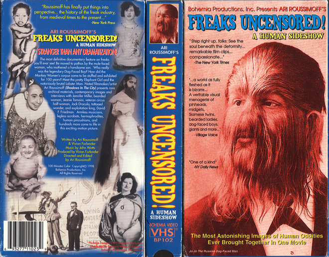 FREAKS UNCENSORED - A HUMAN SIDESHOW, ACTION VHS COVER, HORROR VHS COVER, BLAXPLOITATION VHS COVER, HORROR VHS COVER, ACTION EXPLOITATION VHS COVER, SCI-FI VHS COVER, MUSIC VHS COVER, SEX COMEDY VHS COVER, DRAMA VHS COVER, SEXPLOITATION VHS COVER, BIG BOX VHS COVER, CLAMSHELL VHS COVER, VHS COVER, VHS COVERS, DVD COVER, DVD COVERS