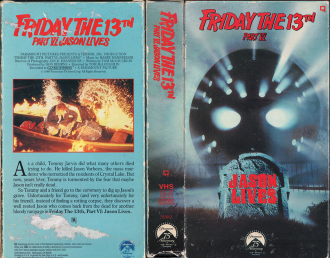 FRIDAY THE 13TH PART VI : JASON LIVES VHS COVER