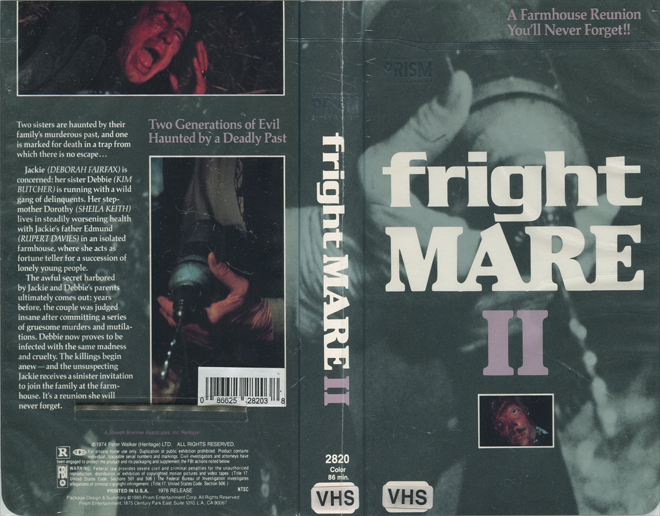 FRIGHTMARE 2, ACTION, HORROR, BLAXPLOITATION, HORROR, ACTION EXPLOITATION, SCI-FI, MUSIC, SEX COMEDY, DRAMA, SEXPLOITATION, BIG BOX, CLAMSHELL, VHS COVER, VHS COVERS, DVD COVER, DVD COVERS