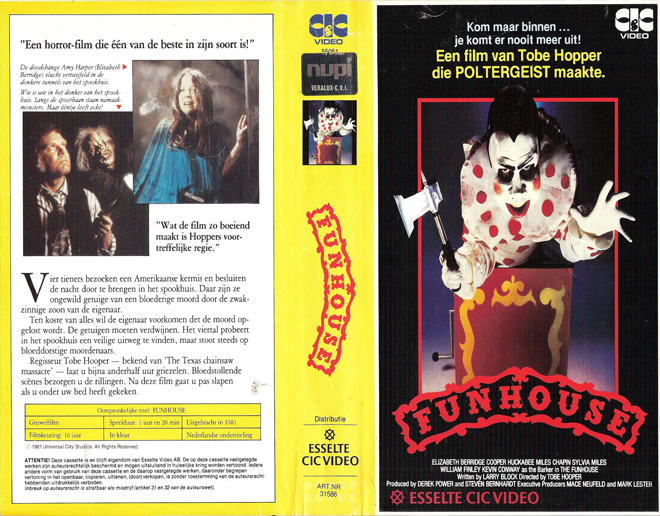 FUNHOUSE ESSELTE CIC VIDEO VHS COVER
