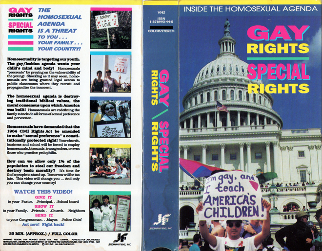 GAY RIGHTS SPECIAL RIGHTS - SUBMITTED BY ZACH CARTER, VHS COVERS