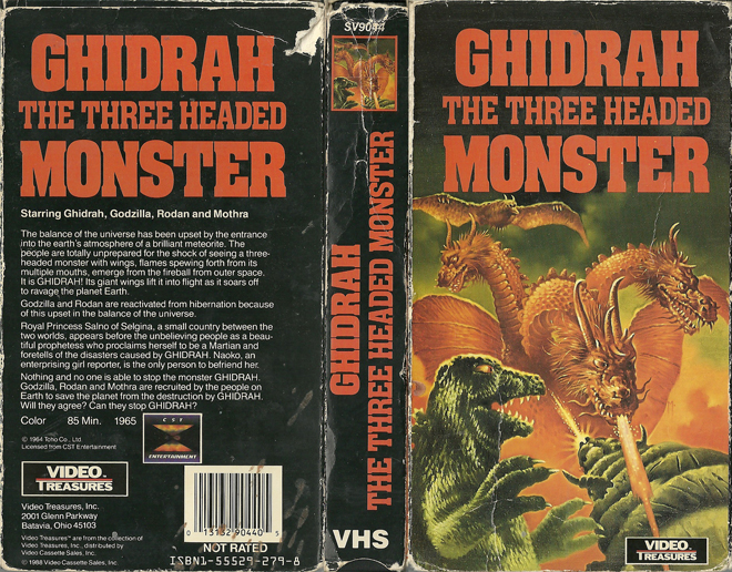 GHIDRAH THE THREE HEADED MONSTER, ACTION VHS COVER, HORROR VHS COVER, BLAXPLOITATION VHS COVER, HORROR VHS COVER, ACTION EXPLOITATION VHS COVER, SCI-FI VHS COVER, MUSIC VHS COVER, SEX COMEDY VHS COVER, DRAMA VHS COVER, SEXPLOITATION VHS COVER, BIG BOX VHS COVER, CLAMSHELL VHS COVER, VHS COVER, VHS COVERS, DVD COVER, DVD COVERS