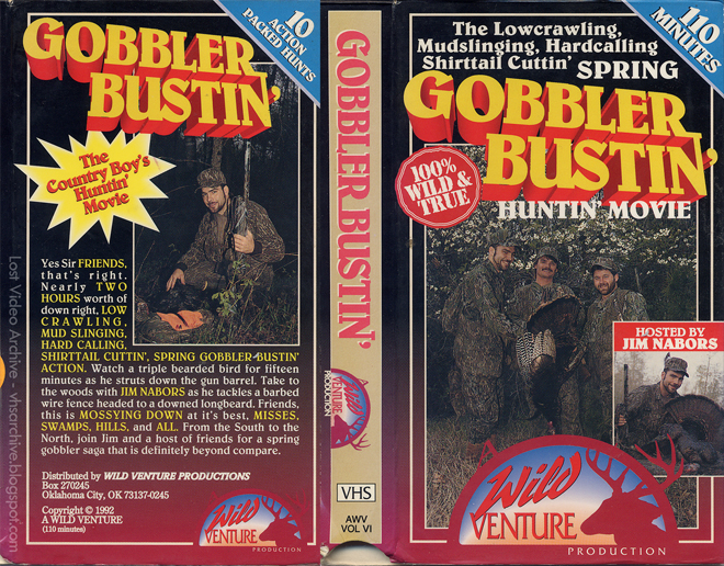 GOBBLER BUSTIN HUNTIN MOVIE, HORROR, ACTION EXPLOITATION, ACTION, HORROR, SCI-FI, MUSIC, THRILLER, SEX COMEDY,  DRAMA, SEXPLOITATION, VHS COVER, VHS COVERS, DVD COVER, DVD COVERS
