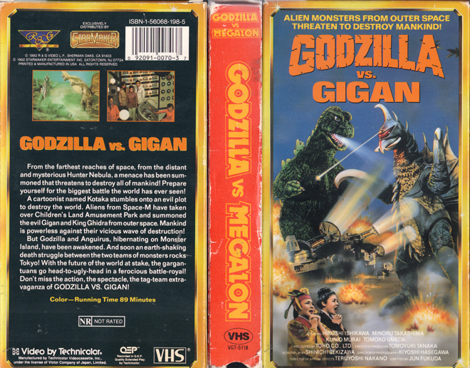 GODZILLA VS GIGAN VHS COVER, VHS COVERS