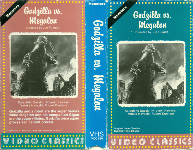 GODZILLA VS MEGALON, HORROR, ACTION EXPLOITATION, ACTION, HORROR, SCI-FI, MUSIC, THRILLER, SEX COMEDY,  DRAMA, SEXPLOITATION, VHS COVER, VHS COVERS, DVD COVER, DVD COVERS