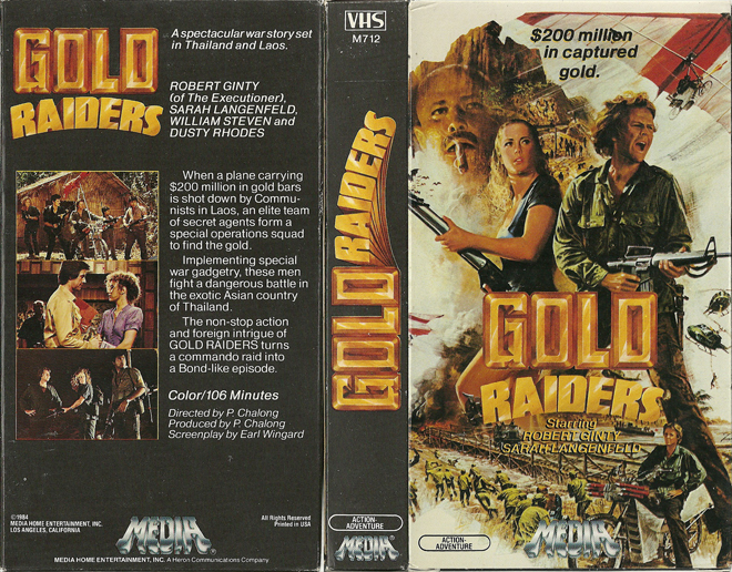 GOLD RAIDERS, ACTION VHS COVER, HORROR VHS COVER, BLAXPLOITATION VHS COVER, HORROR VHS COVER, ACTION EXPLOITATION VHS COVER, SCI-FI VHS COVER, MUSIC VHS COVER, SEX COMEDY VHS COVER, DRAMA VHS COVER, SEXPLOITATION VHS COVER, BIG BOX VHS COVER, CLAMSHELL VHS COVER, VHS COVER, VHS COVERS, DVD COVER, DVD COVERS