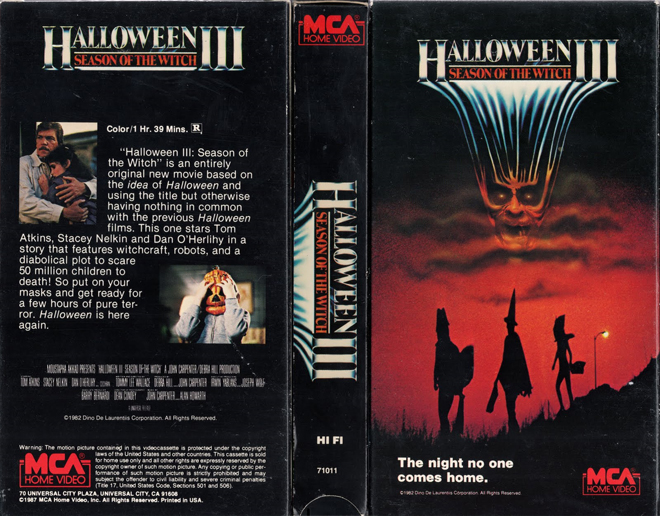 HALLOWEEN III SEASON OF THE WITCH SILVER SHAMROCK VHS COVER, VHS COVERS