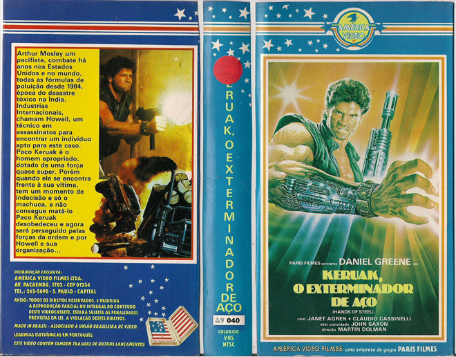 HANDS OF STEEL, BRAZIL VHS, BRAZILIAN VHS, ACTION VHS COVER, HORROR VHS COVER, BLAXPLOITATION VHS COVER, HORROR VHS COVER, ACTION EXPLOITATION VHS COVER, SCI-FI VHS COVER, MUSIC VHS COVER, SEX COMEDY VHS COVER, DRAMA VHS COVER, SEXPLOITATION VHS COVER, BIG BOX VHS COVER, CLAMSHELL VHS COVER, VHS COVER, VHS COVERS, DVD COVER, DVD COVERS