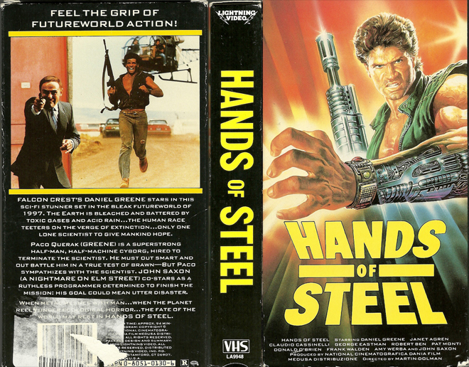 HANDS OF STEEL, SCFI, VESTRON VIDEO, VHS COVER, VHS COVERS