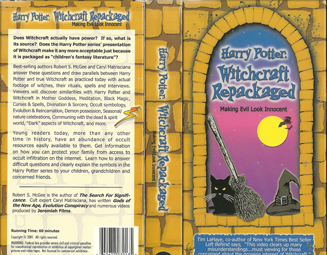 HARRY POTTER : WITCHCRAFT REPACKAGED MAKING EVIL LOOK INNOCENT VHS COVER
