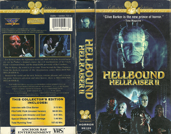 HELLRAISER 2 : HELLBOUND PINHEAD VHS COVER