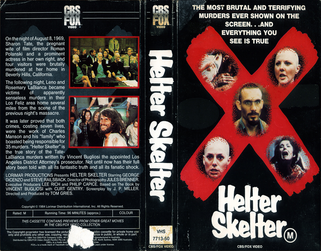 HELTER SKELTER MANSON FAMILY, AUSTRALIAN, VHS COVER, VHS COVERS