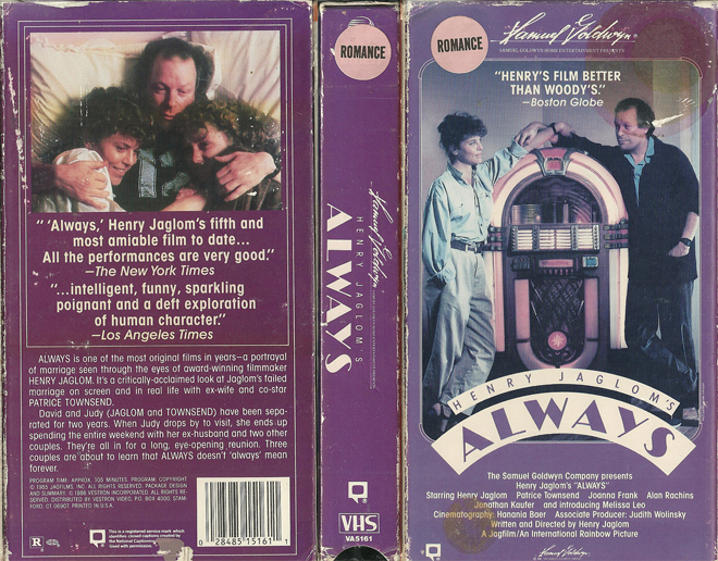 HENRY JAGLOMS ALWAYS VHS COVER