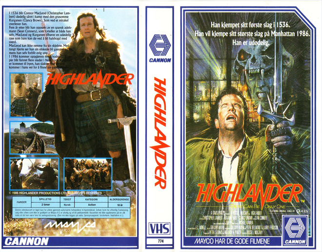 HIGHLANDER, HORROR, ACTION EXPLOITATION, ACTION, HORROR, SCI-FI, MUSIC, THRILLER, SEX COMEDY, DRAMA, SEXPLOITATION, BIG BOX, CLAMSHELL, VHS COVER, VHS COVERS, DVD COVER, DVD COVERS