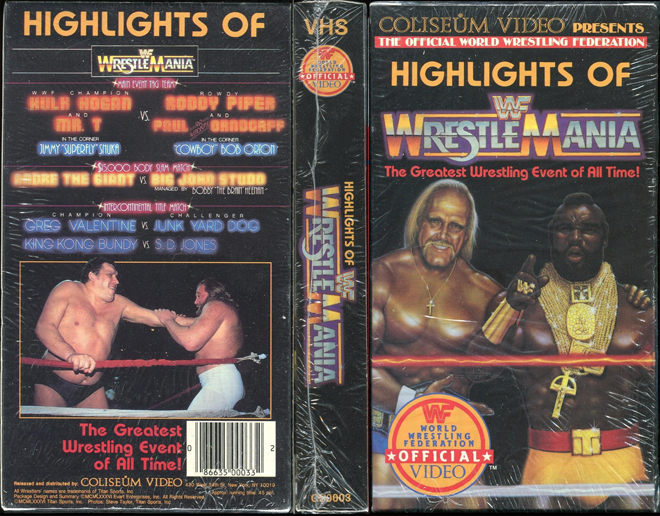 HIGHLIGHTS OF WRESTLE MANIA WWF VHS COVER, VHS COVERS