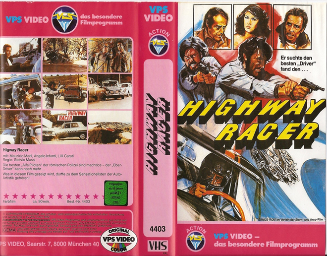 HIGHWAY RACER VPS VIDEO, ACTION VHS COVER, HORROR VHS COVER, BLAXPLOITATION VHS COVER, HORROR VHS COVER, ACTION EXPLOITATION VHS COVER, SCI-FI VHS COVER, MUSIC VHS COVER, SEX COMEDY VHS COVER, DRAMA VHS COVER, SEXPLOITATION VHS COVER, BIG BOX VHS COVER, CLAMSHELL VHS COVER, VHS COVER, VHS COVERS, DVD COVER, DVD COVERS