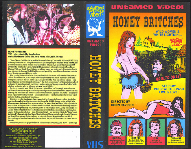 HONEY BRITCHES SOMETHING WEIRD VIDEO UNTAMED VIDEO VHS COVER