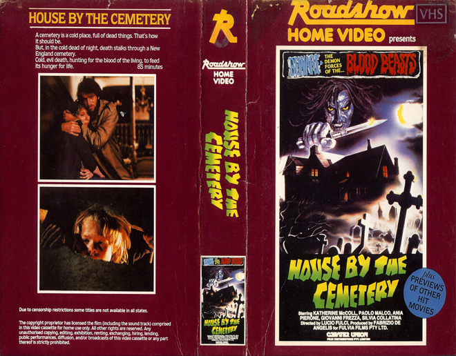 HOUSE BY THE CEMETERY, THORN EMI VIDEO, ANDY WARHOL, AUSTRALIAN, VHS COVER, VHS COVERS