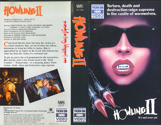 HOWLING 2, BIG BOX, HORROR, ACTION EXPLOITATION, ACTION, HORROR, SCI-FI, MUSIC, THRILLER, SEX COMEDY,  DRAMA, SEXPLOITATION, VHS COVER, VHS COVERS, DVD COVER, DVD COVERS