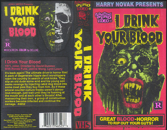 I DRINK YOUR BLOOD SOMETHING WEIRD VIDEO VHS COVER