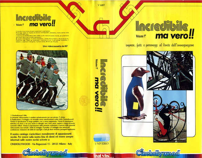 INCREDIBLE MA VERO VOLUME 1, VHS COVERS, VHS COVER 