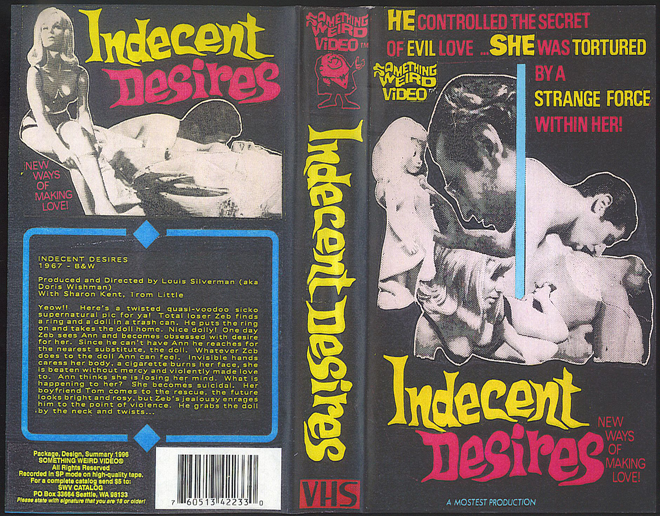 INDECENT DESIRES, SOMETHING WEIRD VIDEO, SWV, VHS COVER, VHS COVERS